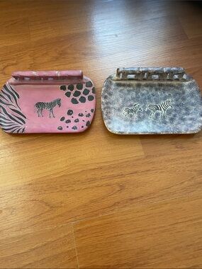 Pink & purple Zebra Ceramic soap trays